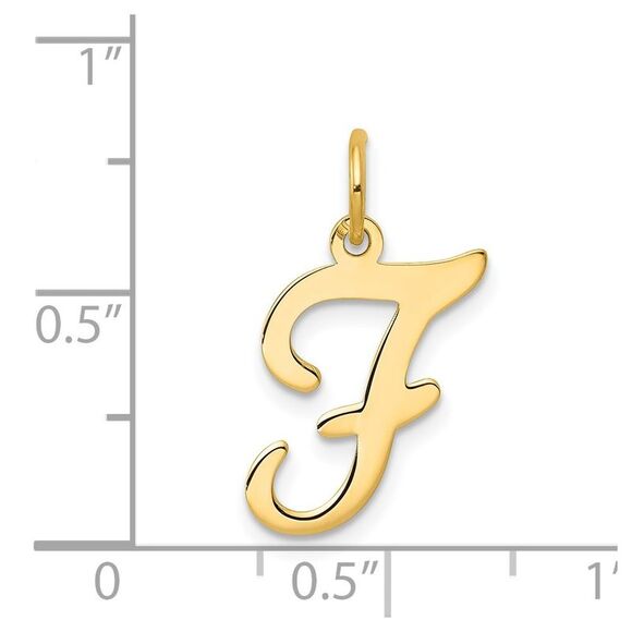 Kazi Luxury 14k Yellow Gold Script Letter F Initial Charm - Picture 3 of 3